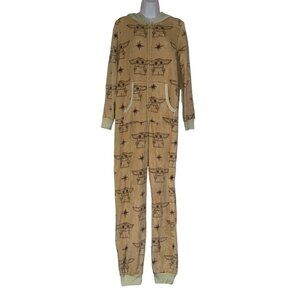 Disney Lucas Film Baby Yoda Pajamas Womens L 12 14 Fleece Costume One Piece PJs